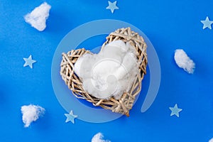Digital newborn background with clouds and stars. Blue backdrop for baby photography