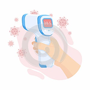 Digital non-contact infrared thermometer in hand doctor