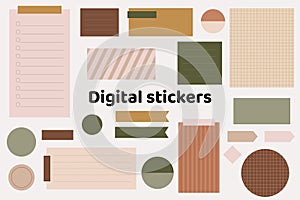 Digital note papers and stickers for bullet journaling or planning. Digital planner stickers.