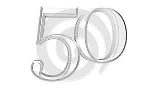 Digital number fifty on a white background