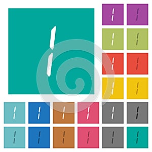 Digital number one of seven segment type square flat multi colored icons