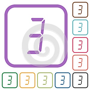 Digital number three of seven segment type simple icons