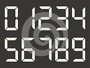 Digital numbers on a black background. Seven-segment display