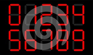 Digital numbers digits vector display