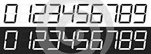 Digital numbers. Electronic watch, timer, countdown. Display numbers