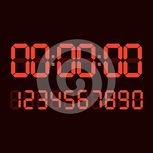 Digital numbers score board. Vector illustration. Digital number