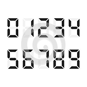 Digital numbers set. Digital number font text. Vector illustration isolated on white background