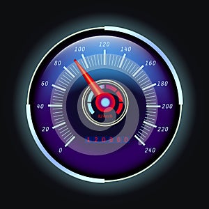 Digital odometer and analog speedometer with arrow photo