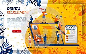 Digital online recruitment for companies and job seekers. application for HR and personnel, concept vector ilustration. can use fo photo