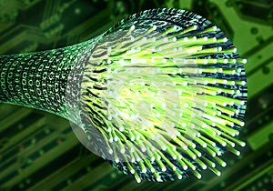 Digital optical data cable in a data vortex.