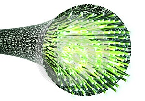 Digital optical data cable in a data vortex.