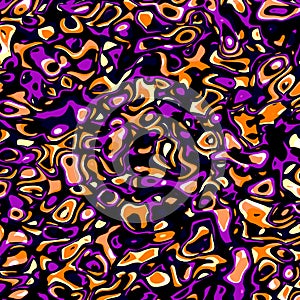 Digital orange purple blots artwork. Dots warp. Simple wet dirt. Odd cell culture. Grunge style card. Funky color image. Arts.