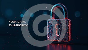 Digital Padlock With Glowing Particle Effect