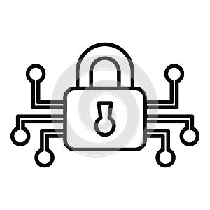 Digital padlock icon outline vector. Lock code