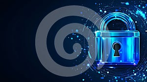 Digital Padlock, Network Security Background, Data Encryption, Cybersecurity Solutions
