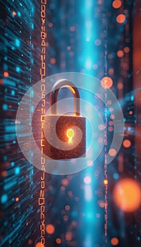 Digital padlock symbolizing cybersecurity