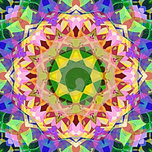 Digital Painting Abstract Colorful Floral Kaleidoscope Symmetrical Mandala Background