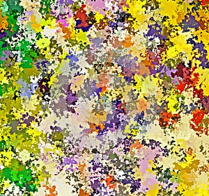 Digital Painting Abstract Multi-Color Chaotic Spatter Brush Paint in Colorful Vibrant Pastel Colors