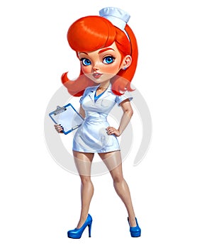 Digital Painting of an attractive cartoon nurse