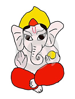 This is Digital Painting of Bal Ganesha