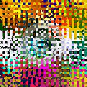 Digital Painting Beautiful Abstract Colorful Chaotic Rectangular Jigsaw Puzzles Pattern Background