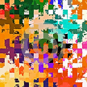 Digital Painting Beautiful Abstract Colorful Chaotic Rectangular Jigsaw Puzzles Pattern Background