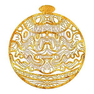 Digital Painting of gold Christmas Ball