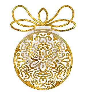 Digital Painting of gold Christmas Ball