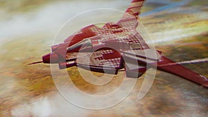 Digital painting of a hi-tech ship flying at mach speed over a planet surface - 3d illustration photo