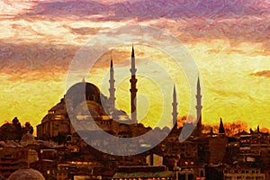 Suleiman Mosque Digital Painting photo