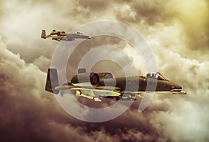 Digital painting of modern military aircraft