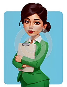 Digital Painting of a Professional Hispanic Businesswoman