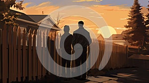 Digital Painting Of Two Men Watching Sunset By Raina Telgemeier