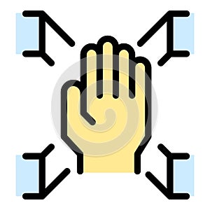 Digital palm scanning icon vector flat