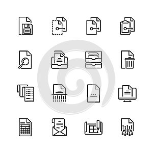 Digital and paper documents icons in thin line style photo