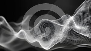 Digital particle mesh creating an abstract flowing wave