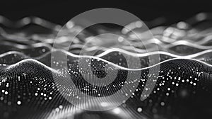 Digital particles forming data waves flowing abstractly