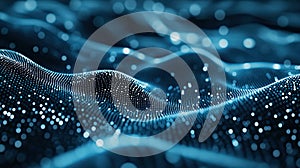 Digital data flowing through abstract technological network waves