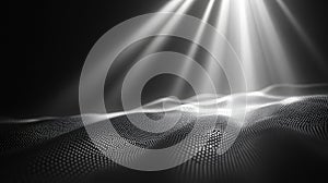 Digital wave surface with connecting data points light rays