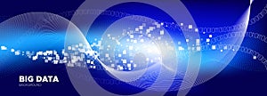 Digital Particles. Glow Technology Background.