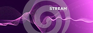 Digital Particles. Purple Big Data Stream. Light