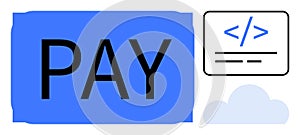 Digital Payment and Online Technology Concept with Code Symbol and Cloud Elements