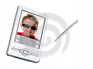 Digital PDA Camera & Stylus Over White