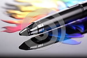 digital pen used on a graphic tablet, image on screen