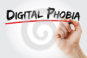 Digital phobia text with marker