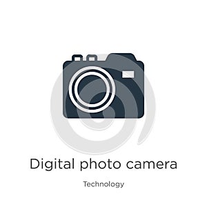 Digital photo camera icon vector. Trendy flat digital photo camera icon from technology collection isolated on white background.