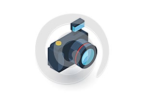 Digital photo camera isometric flat icon. 3d vector