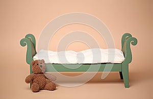 Digital Photography Background Of Isolated Vintage Baby Bed