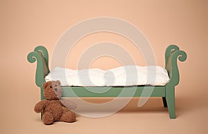 Digital Photography Background Of Isolated Vintage Baby Bed photo