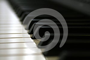 Digital piano keys close up